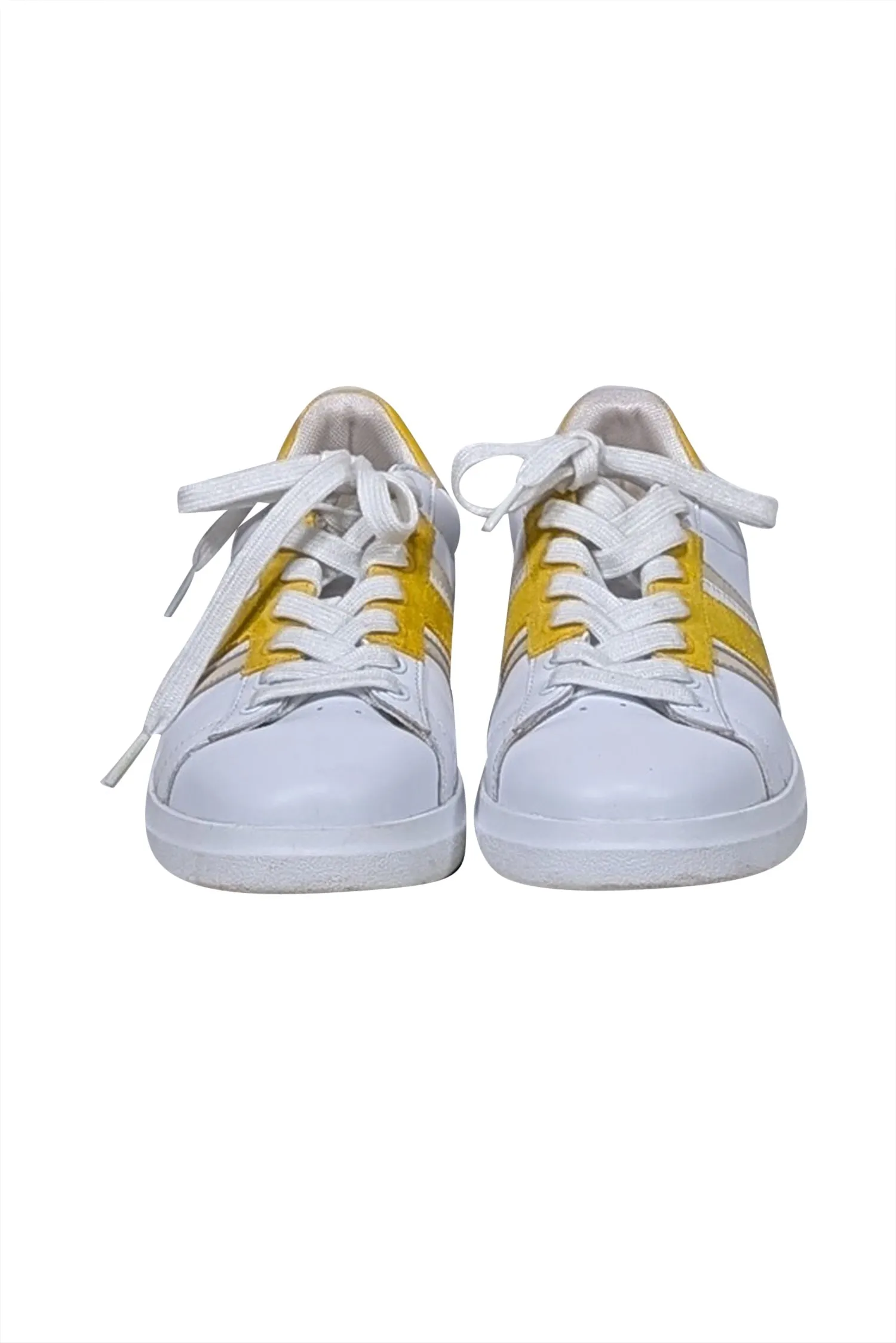 Tory Burch - White & Yellow Leather Sneakers Sz 8.5