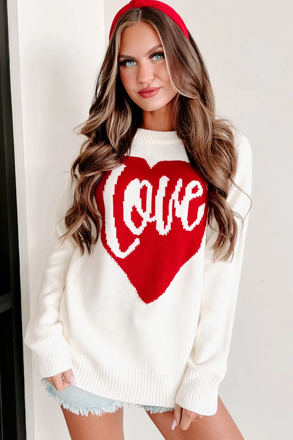 Touched By Love Graphic Sweater (White)