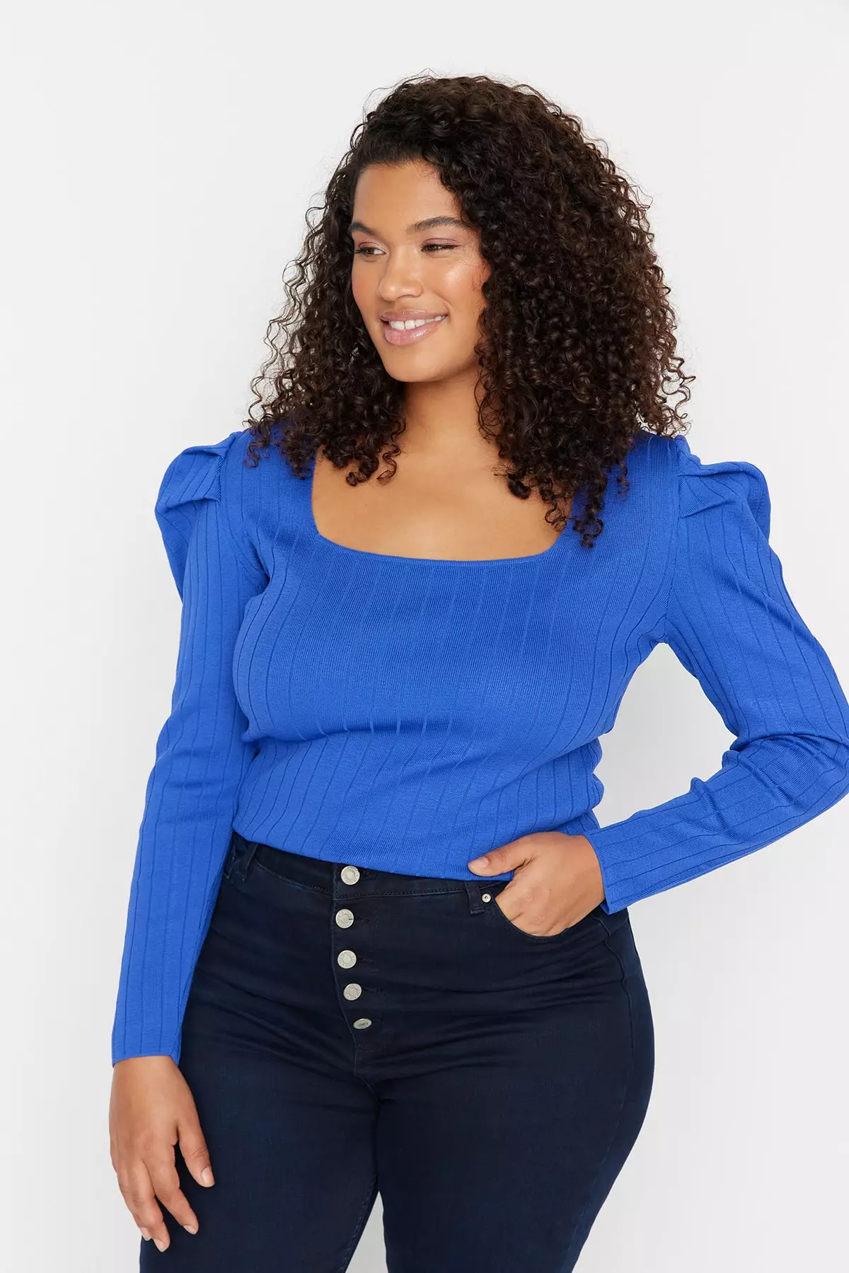 Trendyol Plus Size Ruched Sweater