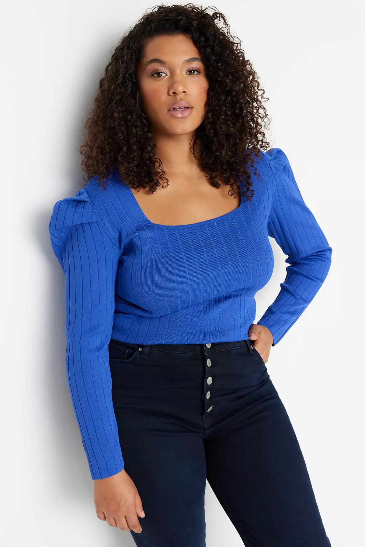 Trendyol Plus Size Ruched Sweater