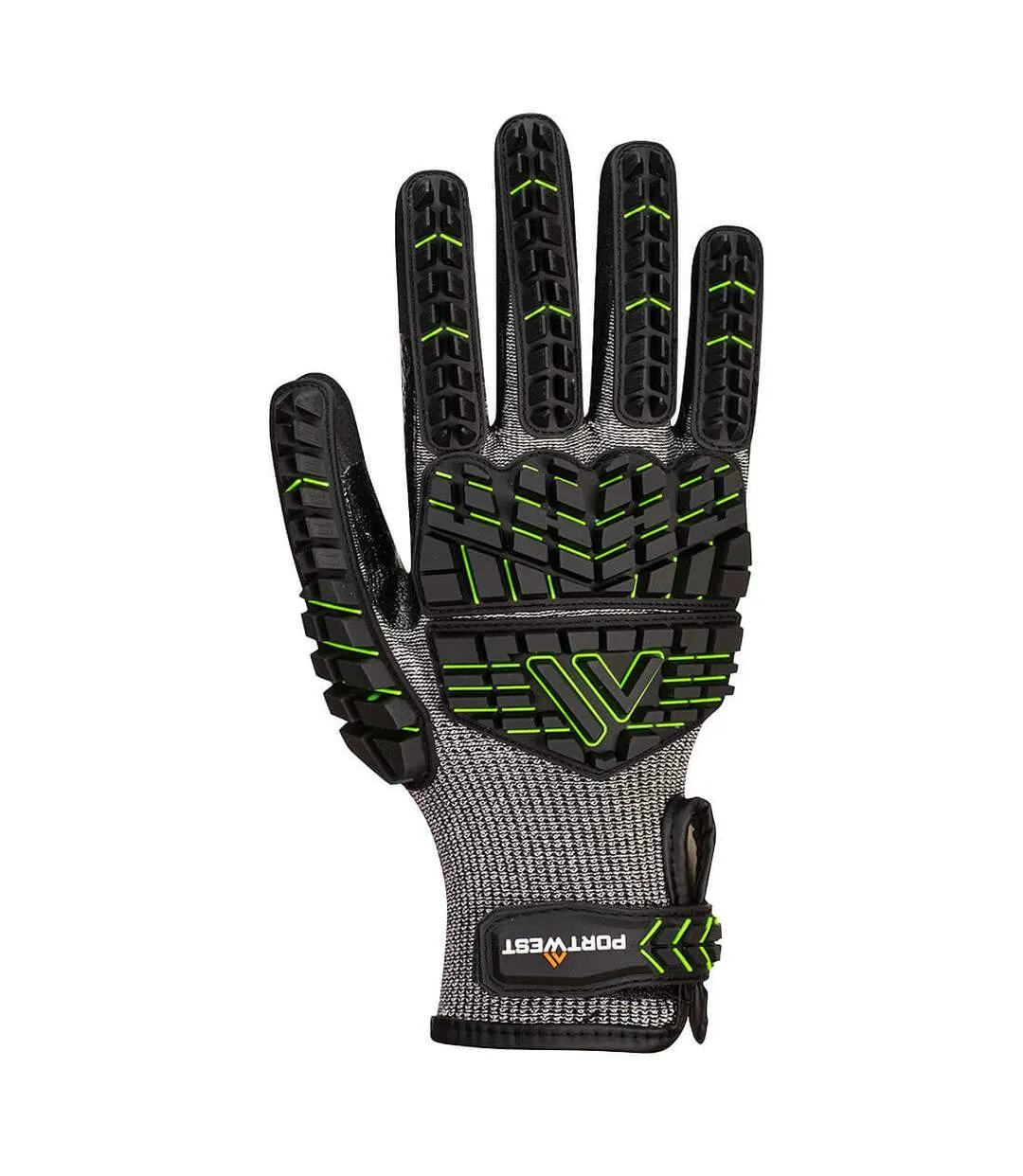 Unisex adult a755 vhr15 impact resistant nitrile grip gloves xxl black/green Portwest