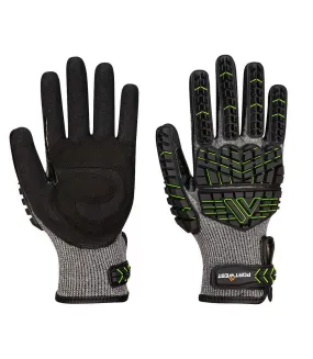 Unisex adult a755 vhr15 impact resistant nitrile grip gloves xxl black/green Portwest