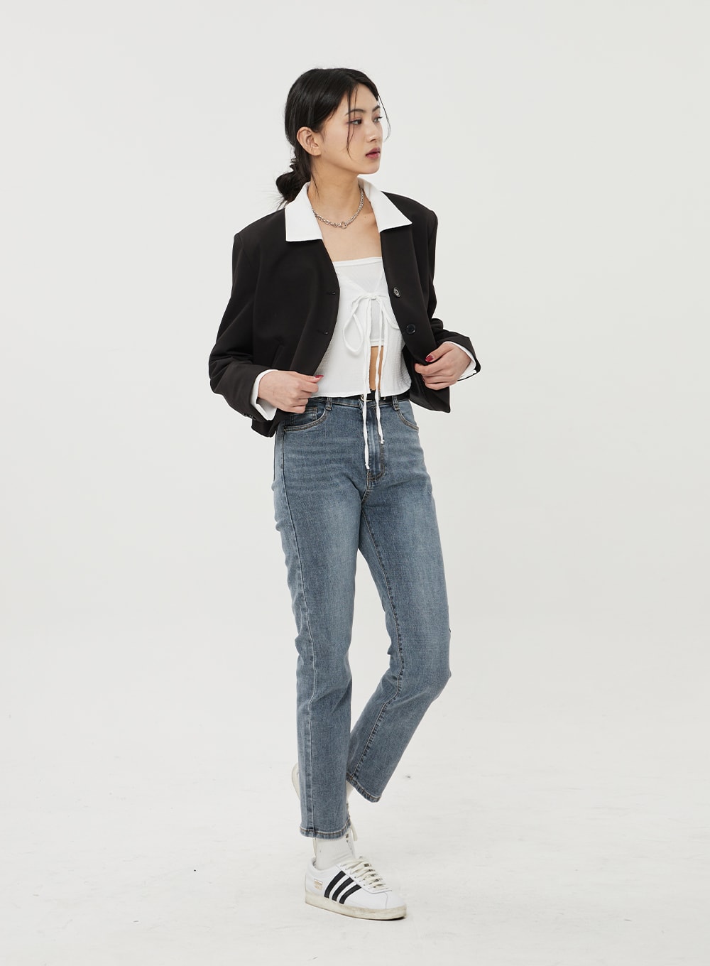 V-Neck Cropped Jacket BF316