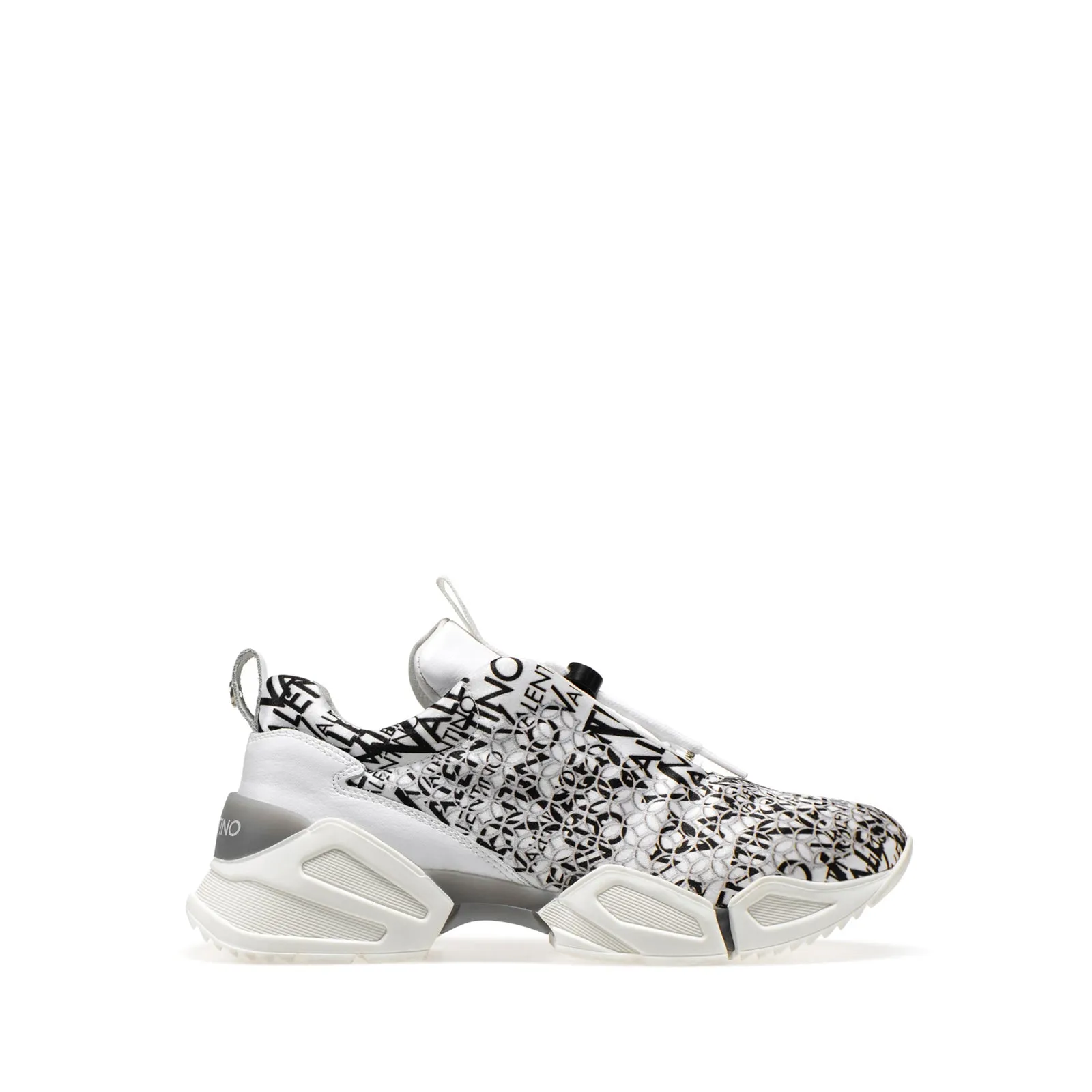 VALENTINO Running Sneaker in satin fabric with allover logo print