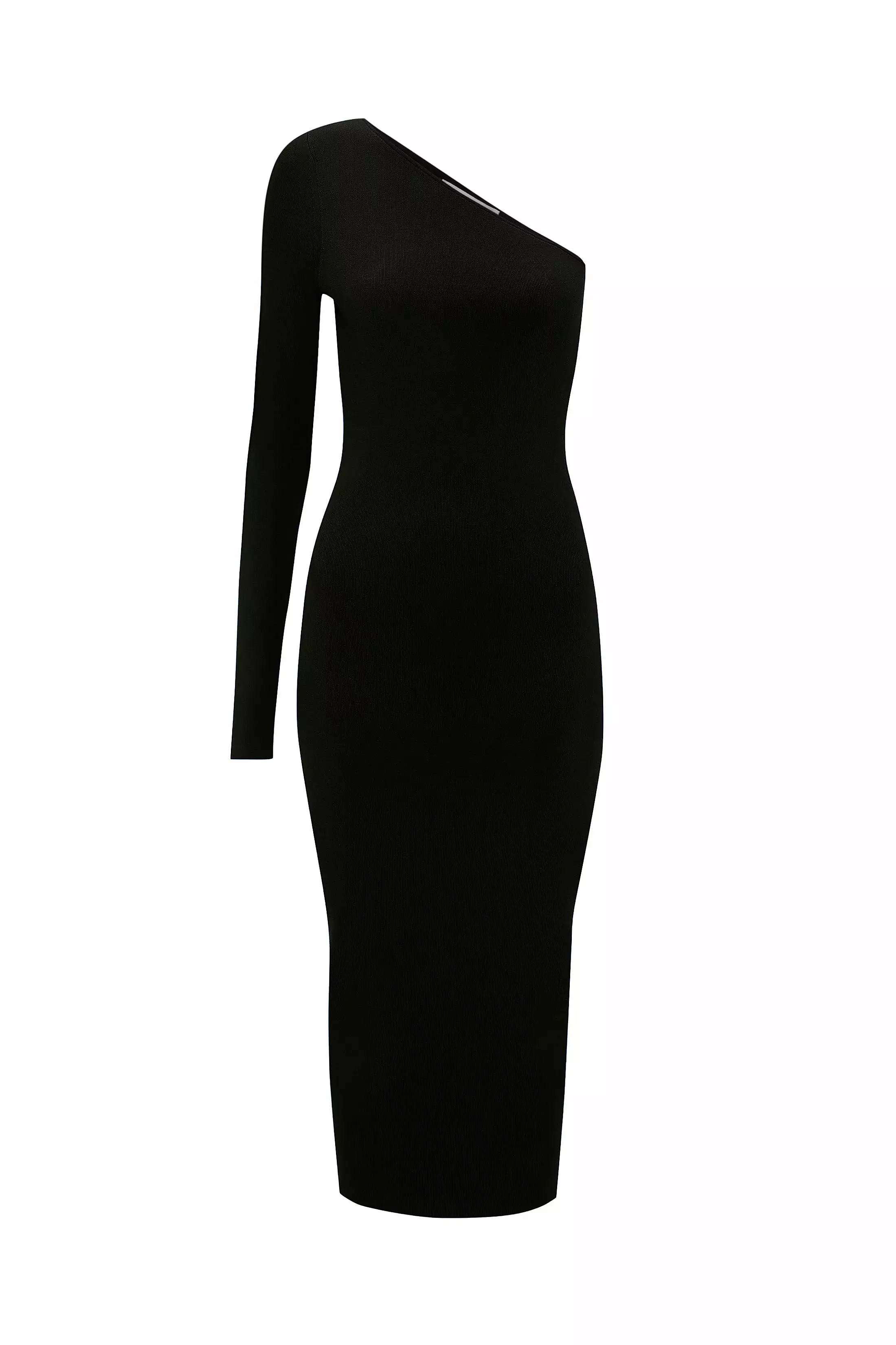 VB Body One Shoulder Midi Dress In Black