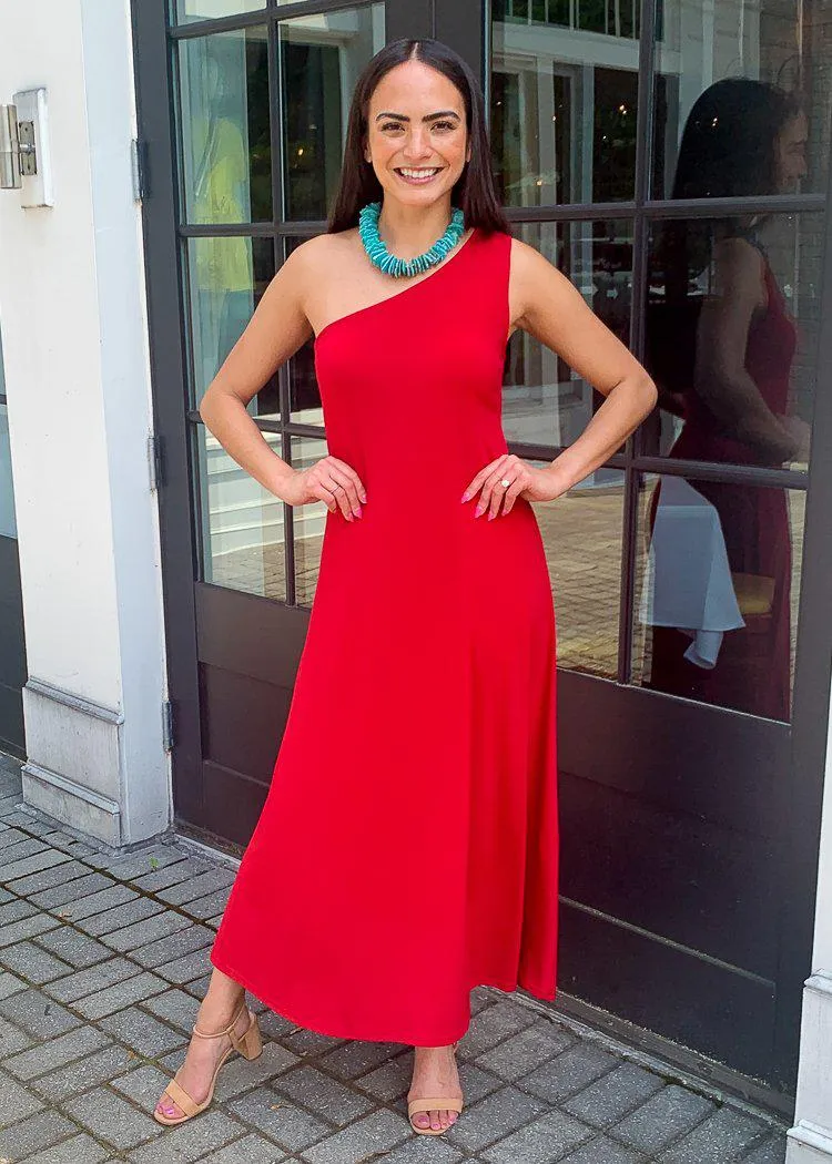 Viereck Roast One Shoulder Midi - Red-***FINAL SALE***