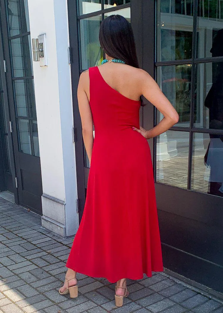 Viereck Roast One Shoulder Midi - Red-***FINAL SALE***