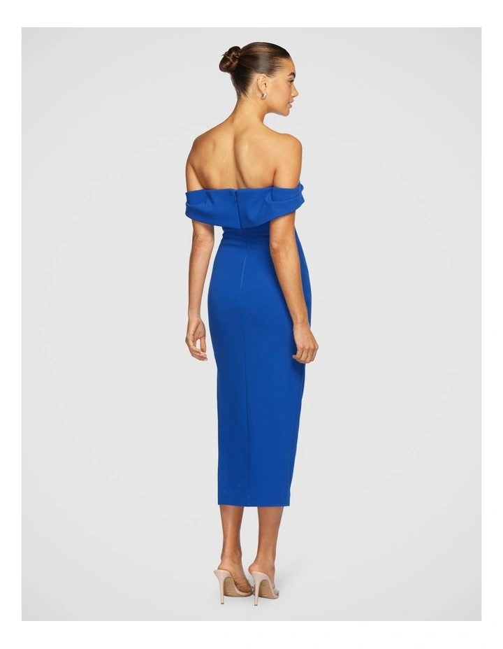 Viktor Off Shoulder Midi Dress in Blue