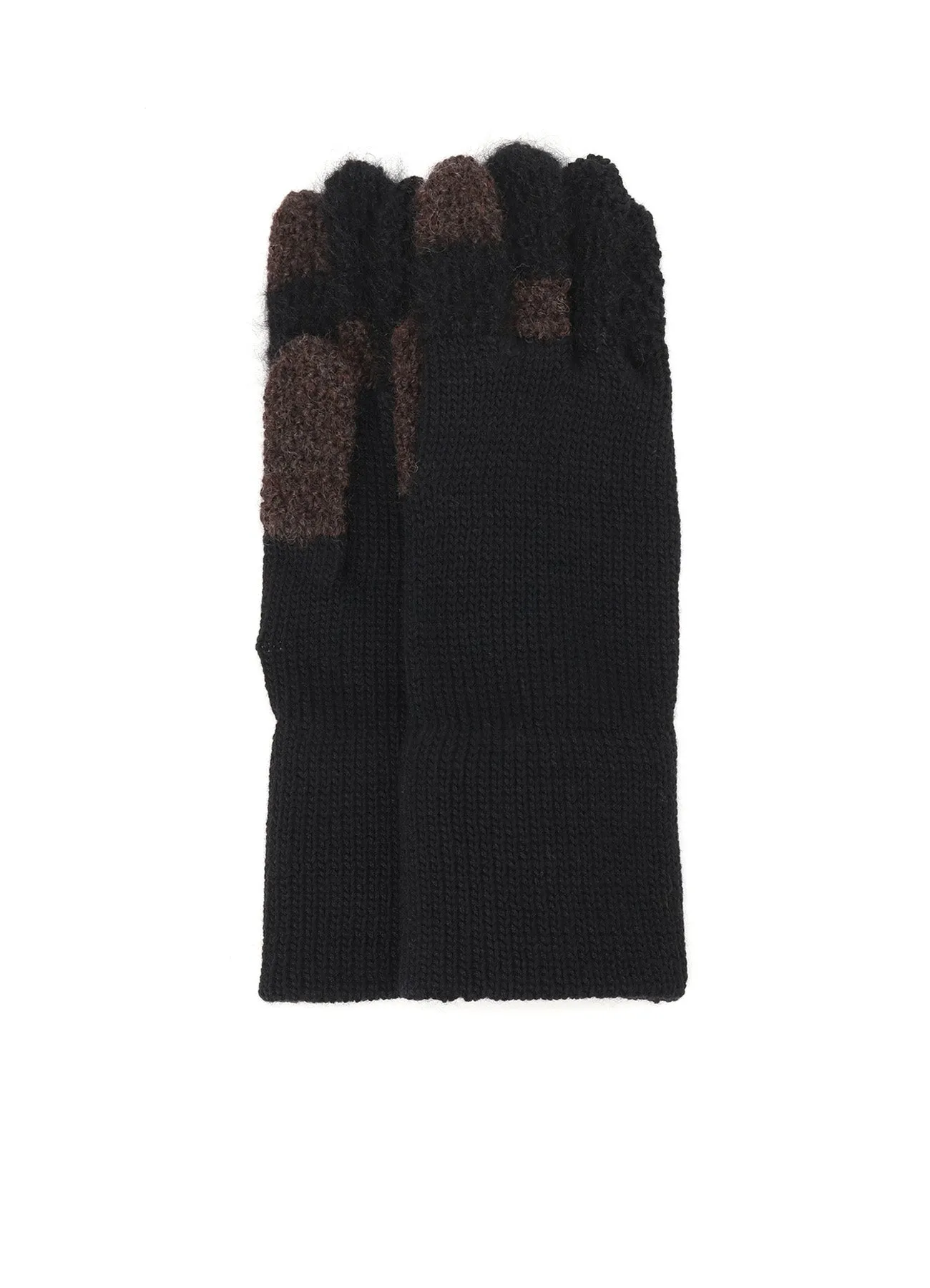 W SLUB×MOHAIR PATCHED SHORT GLOVES