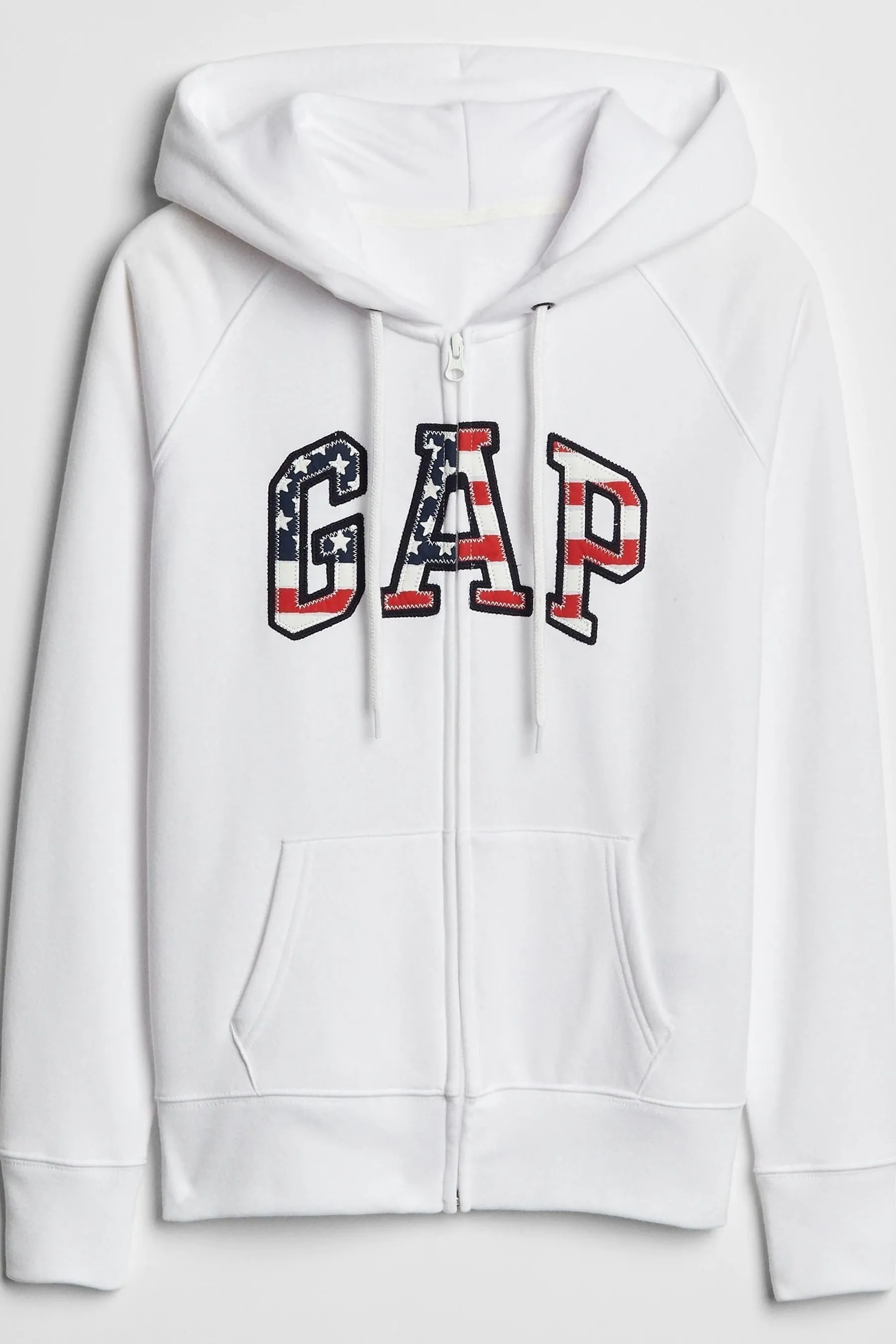 White American Flag Logo Zip Up Hoodie