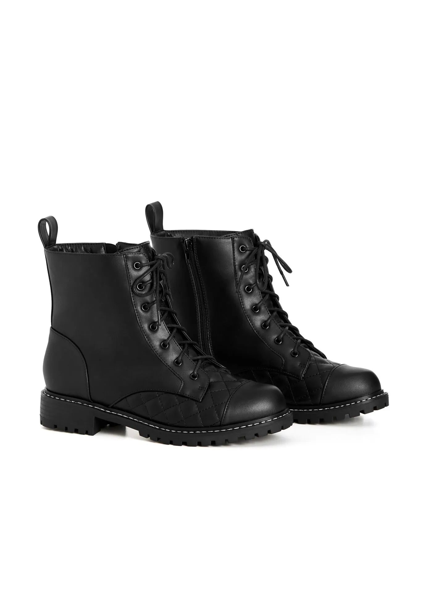 WIDE FIT Lace Up Ankle Boot - black