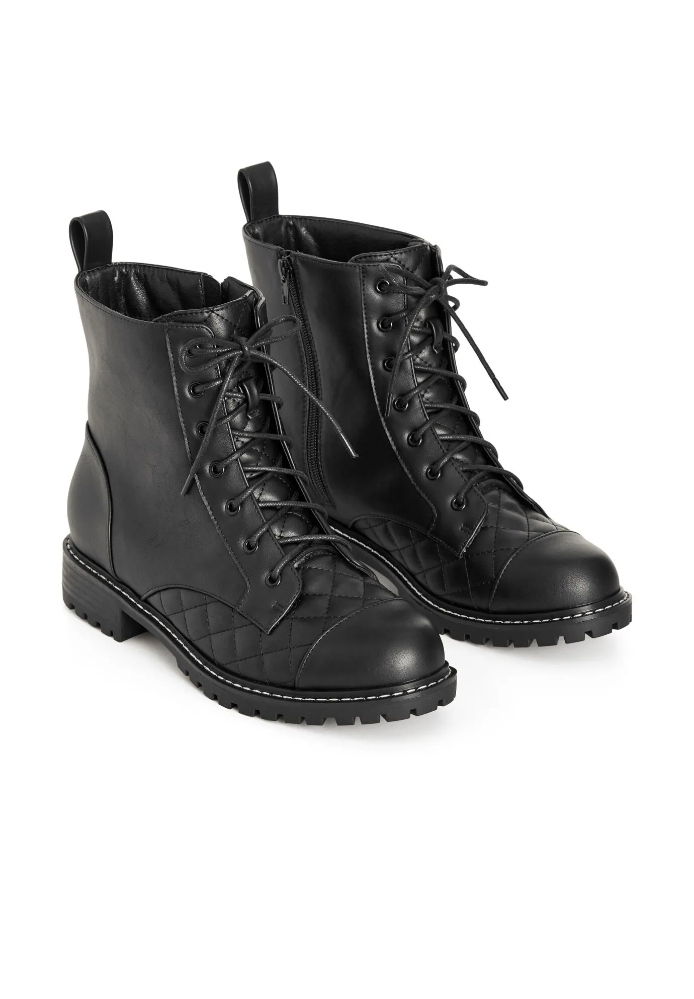 WIDE FIT Lace Up Ankle Boot - black