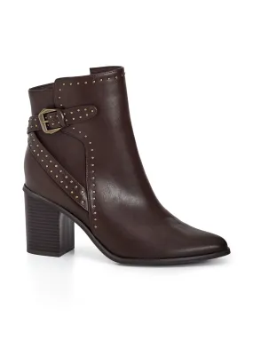 WIDE FIT Orly Ankle Boot - choc brown