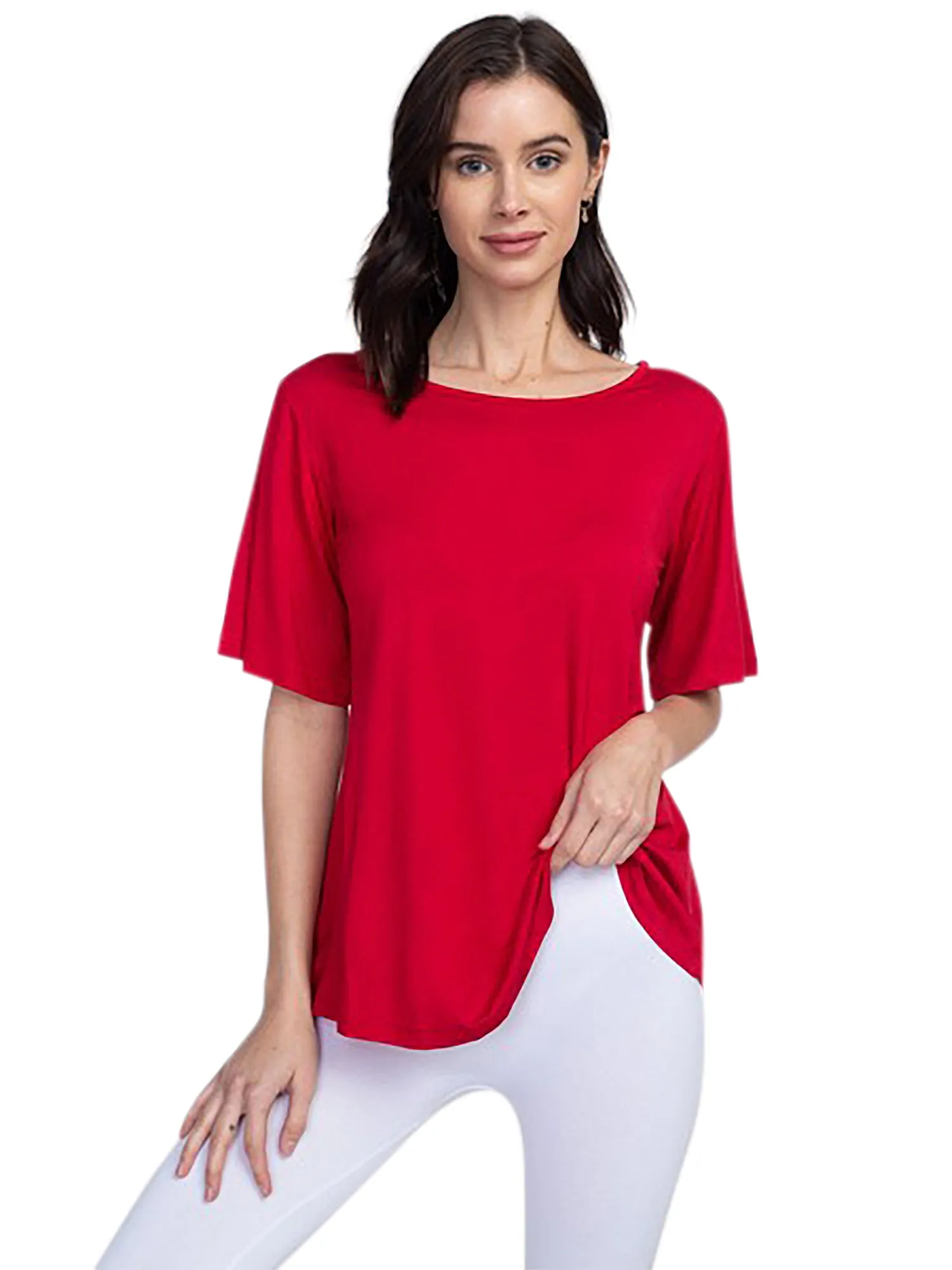 Womens Lightweight Bell Sleeve Loose Fit Tunic Top