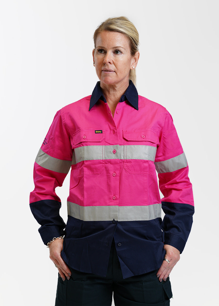 Womens taped hi vis lightweight long sleeve shirt