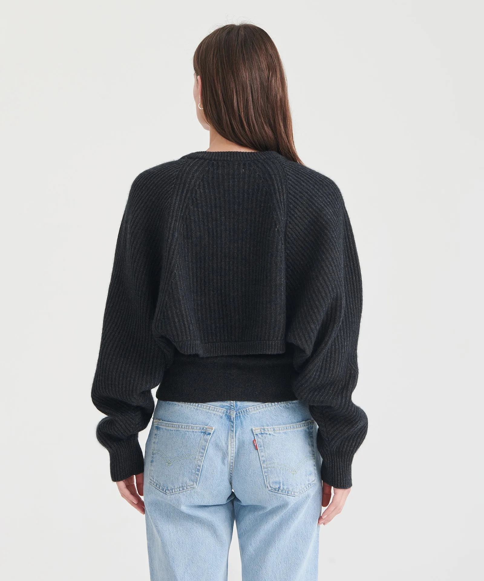 Wool Cashmere Fisherman Layered Sweater